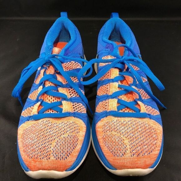 NIKE Air Zoom FLYKNIT Lunar 2 Blue Orange White Womens 8 US 39 EUR Running Shoes - Picture 6 of 14